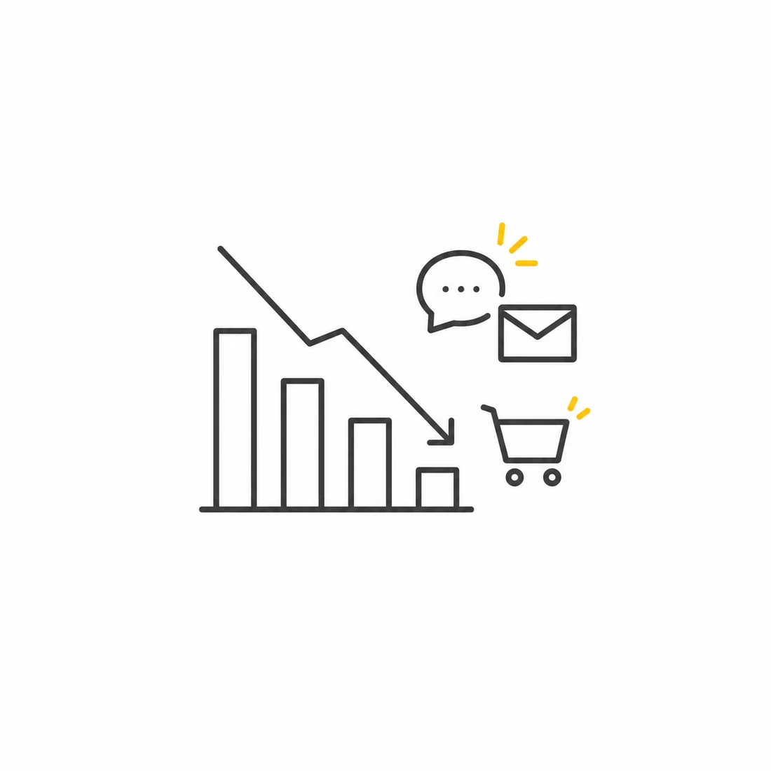 問い合わせや申し込みが少ない悩みのイラスト
